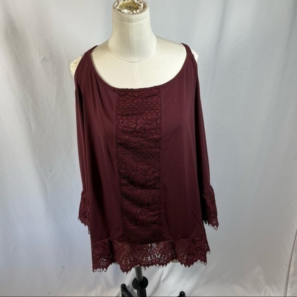 INC Burgundy Cutout Top